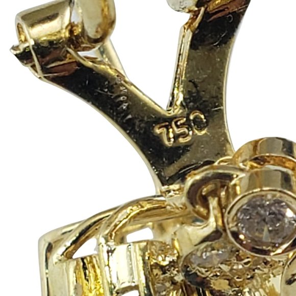 Vintage 18 Karat Yellow Gold Natural Sapphire and Diamond Dangle Earrings #10739 - Picture 5 of 8